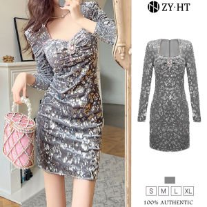 ZYHT EraVogue Women's Silver Dresses: High-class French Style & Vintage Party Wear