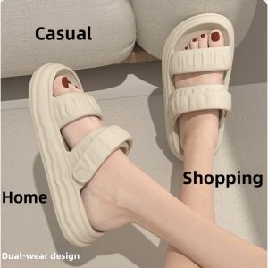 Womens Beach Sandals Casual Style EVA Upgraded Version Flat Bottom Thick Heel Summer Season Water Resistant Outdoor Slippers