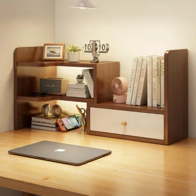ZHUOHE | Corner Desktop Organizer Rack L-Shaped Office Desk Bookshelf Student Dormitory Small Shelf Storage Cabinet Modern Simple Style