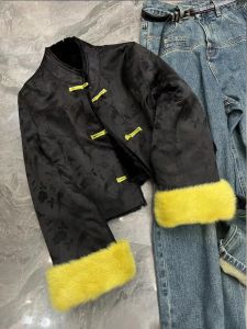 YUFUQING | New Chinese Style Short Black Cotton Jacket Womens Outerwear 2024 Winter Fashion Retro Chinese Theme Coat For All Body Types