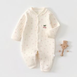 Autumn Cotton Baby Romper Cute Print Toddler Jumpsuit with Embroidery Infant Onesie Thicken Romper for Newborns Babys Clothes