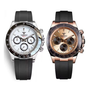 Tandorio Multi-Functional VK63 Business Mens 39mm Quartz Watch Chronograph Stopwatch Fashion Sports Stainless Steel Wristwatch