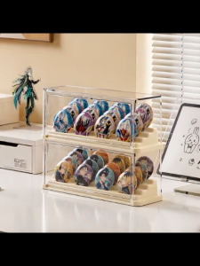 Transparent Acrylic Medal Badge Display Cabinet Dustproof Metal Bar Storage Organizer