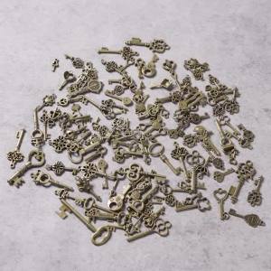 40/125Pcs Antique Bronze Metal Key Mixed Pendant Creative Heart Love Fashion Pendant DIY Handicrafts Accessory Decorative Gift