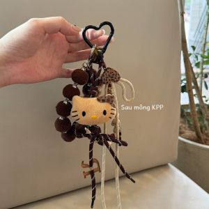 Ấm Áp Nâu Da Báo KT Túi Mèo Charm Móc Khóa Trang Trí Treo Dây Xích Phong Cách Hàn Quốc INS Phụ Kiện Thời Trang Cho Bé Gái