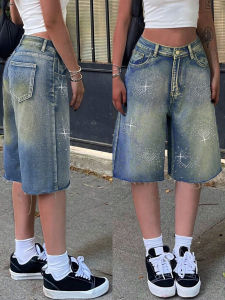 Shorts Female Jeans Women Jeans Denim Shorts Y2K Retro Slant Pocket Flared Hem Casual Wide Leg Summer