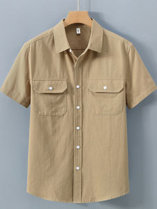 Áo Sơ Mi Nam Mùa Hè Mới Rộng Rãi Thoáng Khí Cotton Nguyên Chất Mỏng Màu Trơn Thường Ngày Áo Sơ Mi Công Sở Phong Cách Thường Ngày