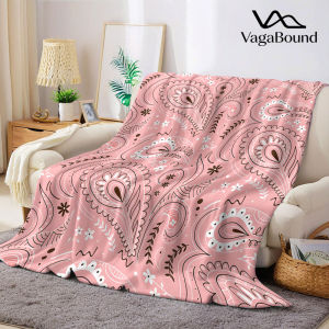 Pink Paisley Flannel Blanket Warm Soft Halloween Christmas Decorative Couch Warm Cozy All-Season Gift