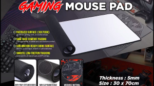 Quali-Products - Sublimation Printable Extended Gaming Mouse Pad White/Blue/Black Lining