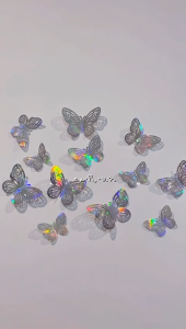 BB7 - 12Pcs Sticker Buttlerfly 3D Rainbow Dekorasi Dinding Kupu-kupu Warna Warni Astetik Hiasan Dinding Cantik