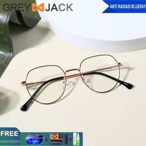 Grey Jack Kacamata Antiradiasi Blueray Komputer/Gadget/Laptop Design Oval Korean Style Fashion Pria Dan Wanita Bisa Minus Antiradiasi/Blueray/Photocromic/Bluecromic 2168