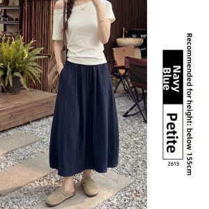 YAYANGREN | Mid-blue Mid Length A-line Work Skirt for Petite Summer 2026