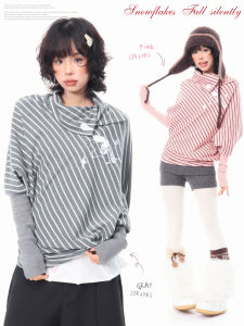 MKGO | Korean Style Irregular Stripe Long Sleeve T-Shirt
