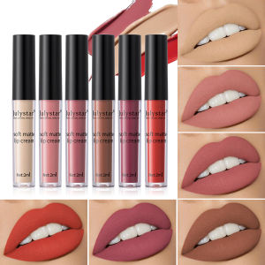 6 สี Velvet Lip Glaze ลิปสติก High Color Lip Makeup กันน้ํา Long-Lasting Nude Lip Color Liquid เครื่องสําอาง