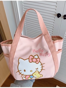 Just Star Cute Hello Kitty Tote Bag with Large Capacity for Daily Use and Lunch Carrying