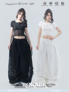 Street Dance Hip Hop Loose Leg Diamond Embellished Trousers