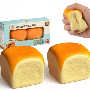 Aitemay 2 gói thực tế bánh mì Đồ chơi squishy chậm tăng PU bọt thần tài đồ chơi làm giảm căng thẳng cho trẻ em người lớn trường văn phòng quà tặng Đảng ủng hộ BPA-Miễn phí không độc hại