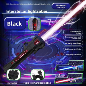 Children Colorful Glowing Sword Toys Telescopic Music Laser Sword 2-in-1 Rotating Decompression Toy Light Sword Kids Adult Toys