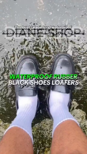 Durable Wear Resistant Black School Shoes Mens Slip On Loafers Waterproof Non-slip Sole Essential Student Commute Footwear