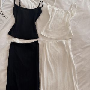 Cotton Breathable Camisole Top Cardigan Skirt Set