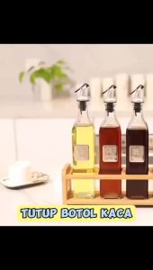 Tutup Botol Kaca / Glass Bottle Cap / Penutup Penuang Minyak Kecap Saus Cuka Jus / Stopper Dispenser Penutup Minuman Serbaguna  - HOMIA