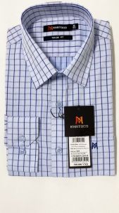 Sơ Mi Caro Tay Dài Màu Xanh Dương - Xanh Navy Form Tailor Fit Chống Nhăn Lai Bầu -Áo Nam Khatoco