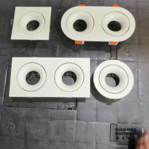 Rotatable Recessed GU10 Spotlight Downlight Double Head Square Double Axis Black White | Guan Seng Electrical