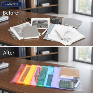 Plastic Envelope w/ Snap Button Closure for A4 Paper Clear Transparent Document Folder School