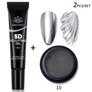 BORN PRETTY | BORN PRETTY 1/2Pcs 8ml 5D Sculpting Gel with Solid Mirror Powder DIY Nail Embossing Gel for Painting Carving Nails