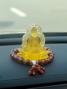 Tượng Quan Âm Hai Mặt Ngồi Đài Sen Đặt Xe Ô tô Bàn Làm Việc Góc Tu Tập Nhỏ