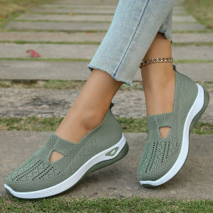 Womens shoes womens sports shoes summer flying woven mesh soft sole breathable sports shoes