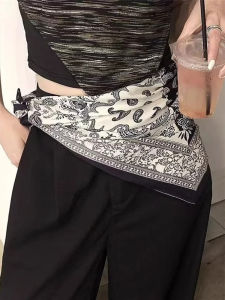 BILLI ZILLY | ผ้าพันคอไหมลายดอกน้ำเต้าสไตล์ย้อนยุคสำหรับผู้หญิง กระเป๋าสะพายข้างผ้าฝ้ายลายดอกไม้ ผ้าคลุมไหล่ ผ้าคลุมเอว ฤดูร้อน 2025 แฟชั่นฤดูใบไม้ผลิ