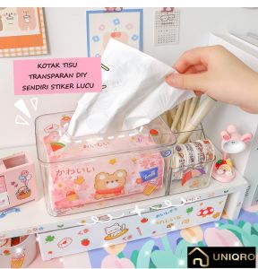 KT-002-S Kotak tisu estetik transparan minimalis polos tempat wadah tisu dengan sekat cocok untuk meja tamu kantor clear modern tissue box