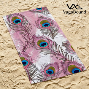 Pink Peacock Feather Quick Drying Beach Towels Ultra Lightweight Fast-drying Super Absorbent It is a must-have item for summer