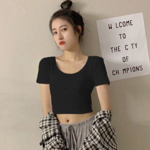 Áo Thun Tay Ngắn Ôm Vừa Vặn Modal Gợi Cảm Mùa Hè Cho Nữ Yoga High Waist Half Body Sport Base Shirt Áo Thun Cổ Tròn Màu Trơn