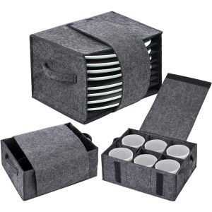 ถุงเก็บจาน ถ้วย แก้ว ผ้าสักหลาด สำหรับตั้งแคมป์ ภาชนะใส่ภาชนะบนโต๊ะอาหารในรถบ้าน ตู้ครัวแบบหลายชั้น