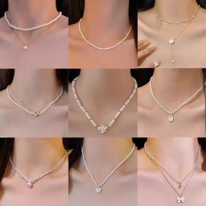 Classic Double Layer Sweet French Style Necklace Womens Fashion Jewelry Lockbone Chain Unique Design Sensation Popular Online