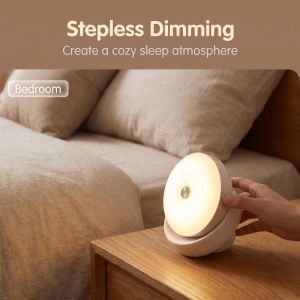 Rechargeable LED Light Motion Sensor Wireless Stick On Wall Lamp Rotatable Bedside Light Auto On Off for Bedroom Dorm Nursery