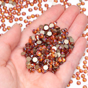SS3-SS30 Amber Diamond Glitter Glass Rhinestones Multi Size High Quality Flatbase Crystal For Nail Art Crafts DIY Decoration