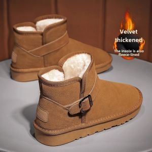 Winter Snow Boots Mens Waterproof Non Slip Fur Integrated Bread Shoes Northeast Cold Proof minus 40 Degrees Couples Cotton Shoes