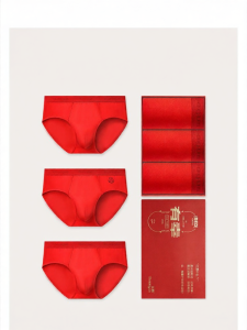 THREEGUN | Red Antimicrobial Underpants for Mens Zodiac Year (Horse) Wedding and College Entrance Exam Gift