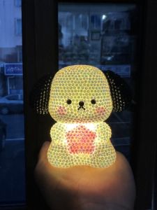 Creative Colorful Crystal Dog LED Lamp Glowing Changeable Christmas Gift Duck Ornament Outdoor Space Cartoon Style Japanese
