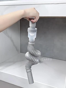 Washbasin Sink Drain Pipe Bathroom P-Trap Odor-Proof Valve Design Retractable Fixed Shape Universal Installation 80Cm Sewer Drainage Hose