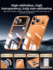 YOUSIDUN | Anti-Shock Transparent Phone Case for iPhone 17 Pro Max Orange Soft Shell Full Lens Protection