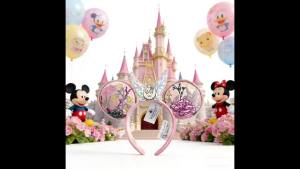 Disney | New Disney Minnie Mouse Ears Headband Pink Embroidery Little Bell Fairy Cosplay Hair Hoop for Girls Shiny Sequins Headband