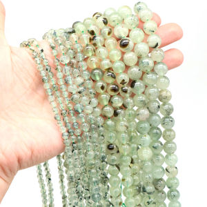 Natural Green Prehnite Quartz Stone Crystal Beads 4/6/8/10mm Round Gemstone Loose Spacer Bead for Jewelry Making DIY Bracelet