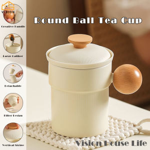 Vision 320ml Creative Tea Cup with Cover Ceramic Tea Separation Cup Office Tea Mug Filter Cup Strain Mug Gift