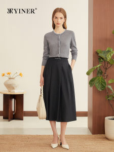 Stereo Inverted Pleat Wool A-Line Skirt