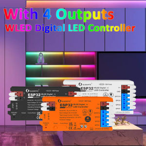GLEDOPTO ESP32 WLED Controller 4 Outputs 15A Fuse Mic Sound Dynamic Lights USB-C UART DIY Energy Saving Relay Level Shifter IC