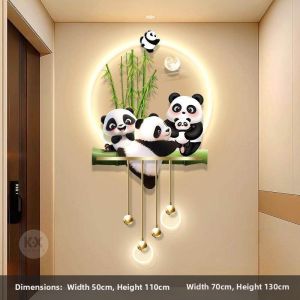 Panda Patterned Nordic Cream Style Entrance Decorative Painting